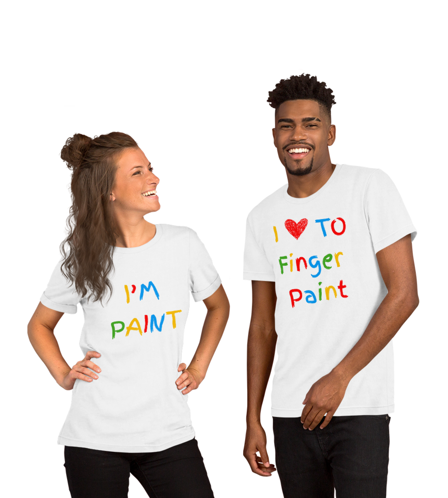 "Finger Paint" Couples T-Shirt Set White