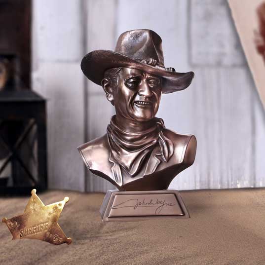 Bronze John Wayne Bust Small 18cm Captain Jake Cutter Comancheros Figurine