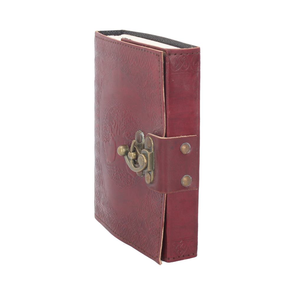 Lockable Tree Of Life Red Leather Journal 13 x 18cm