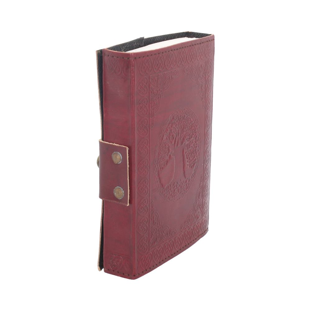 Lockable Tree Of Life Red Leather Journal 13 x 18cm