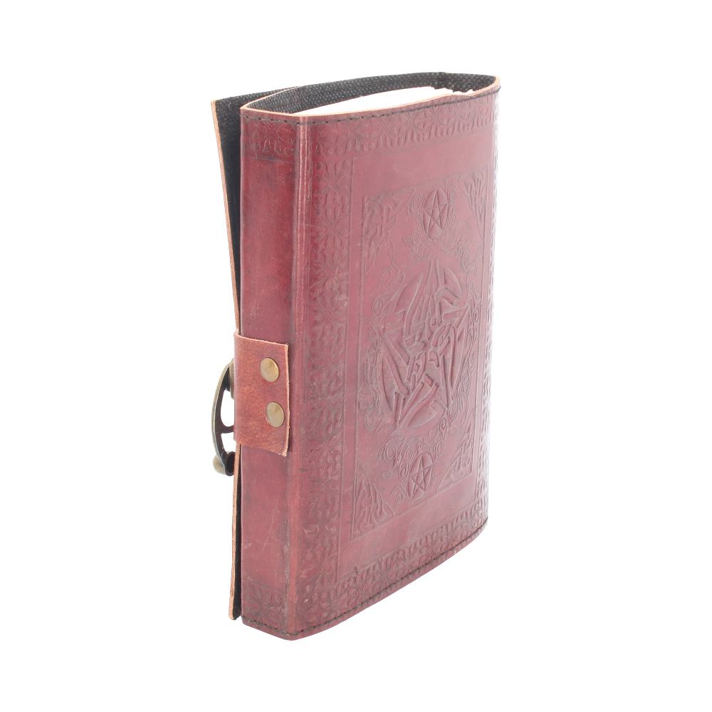 Lockable Pentagram Red Leather Journal 15 x 21cm