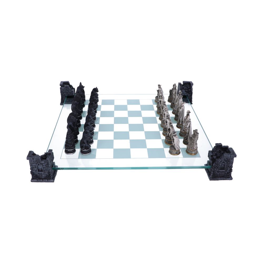 Raised Fantasy Vampire & Werewolf Chess Set With Corner Towers 43cm