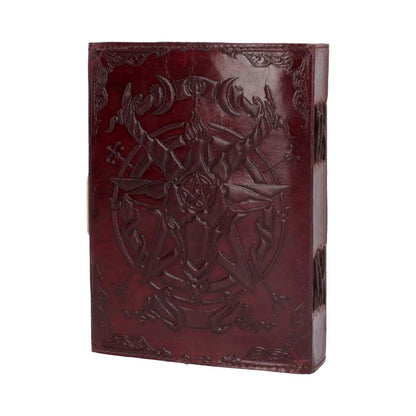 Lockable Red Leather Baphomet Embossed Journal