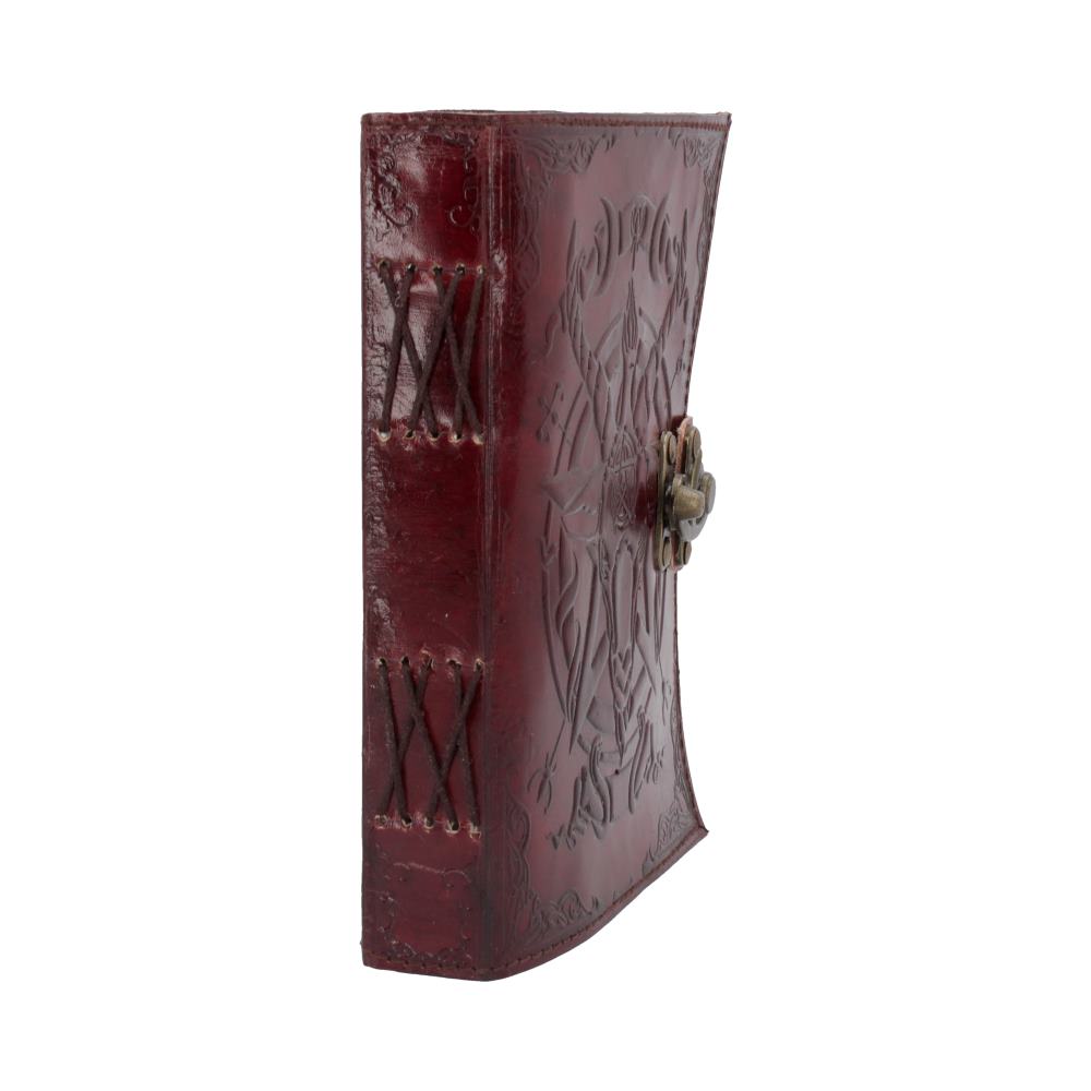 Lockable Red Leather Baphomet Embossed Journal