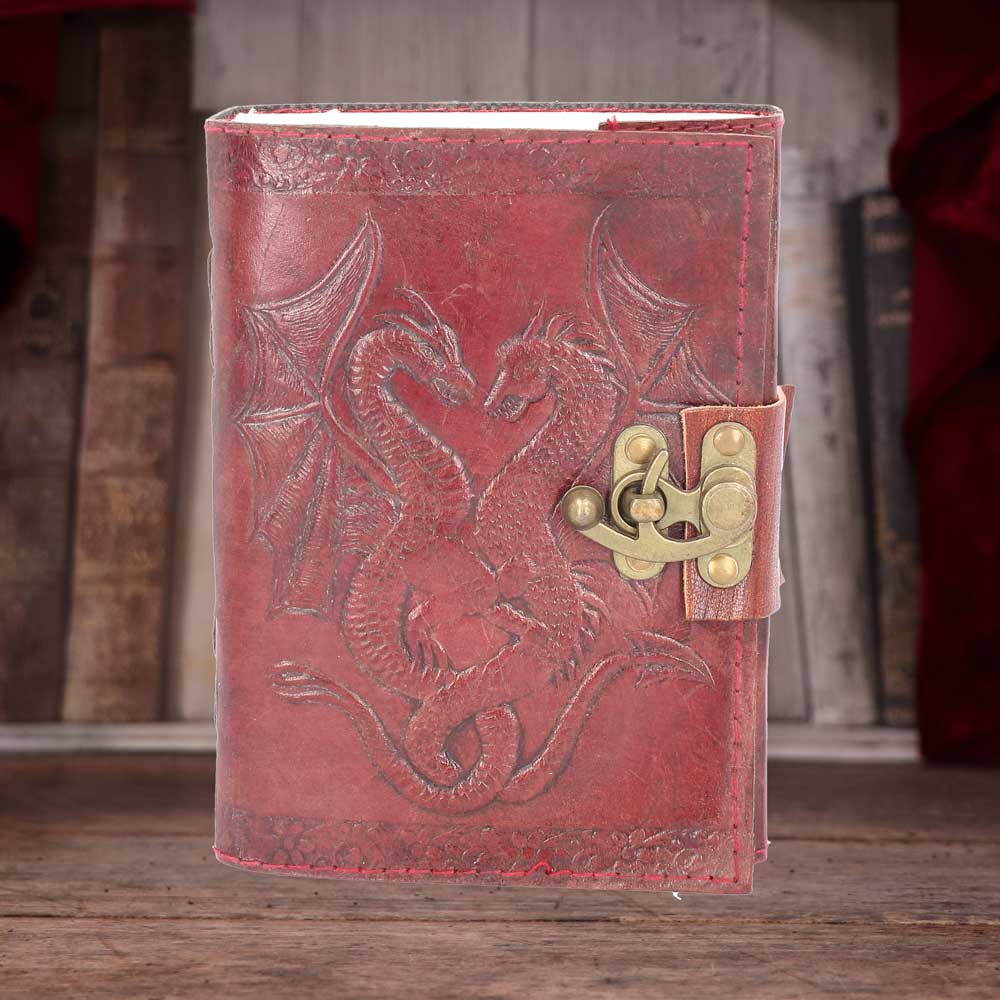 Nemesis Now Lockable Double Dragon Leather Embossed Journal
