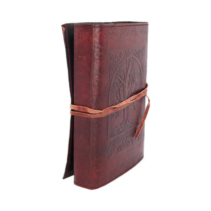 Tree Of Life Bound Red Leather Embossed Journal 18 x 25cm