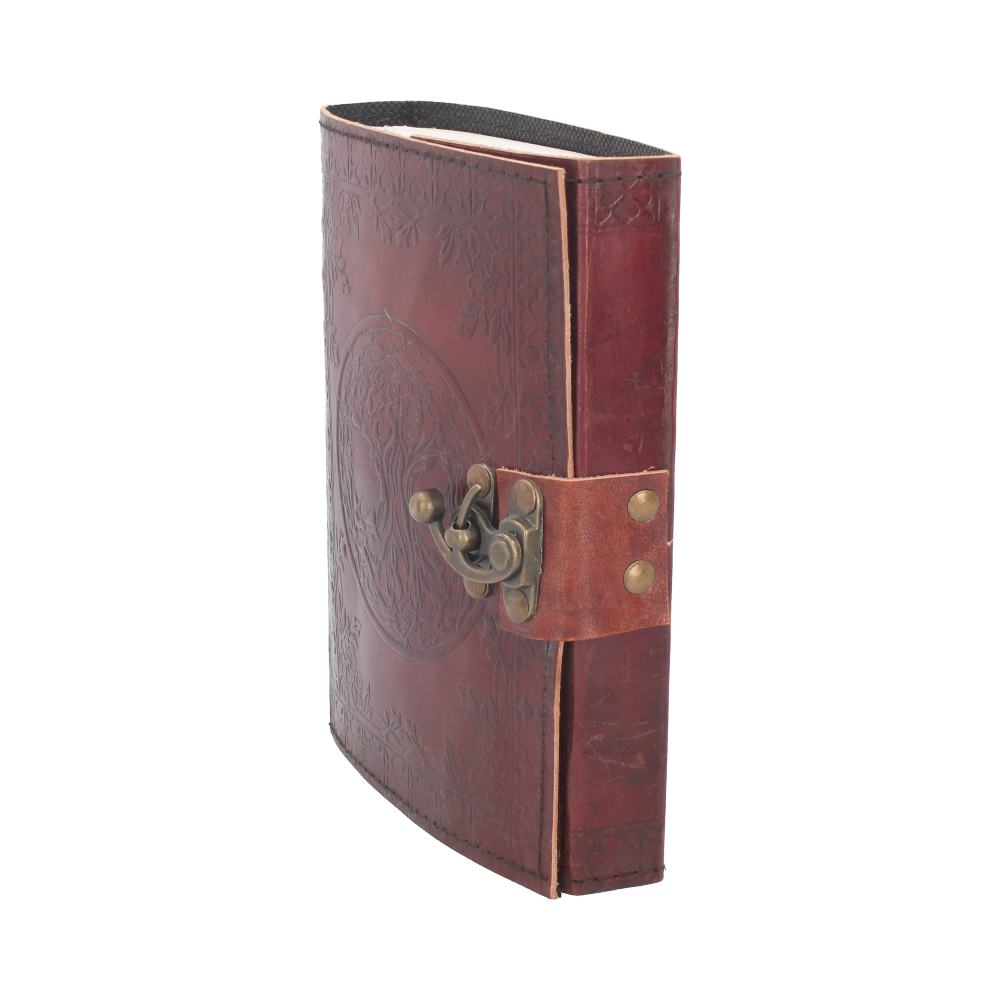Lockable Tree Of Life Red Leather Journal 15 x 21cm
