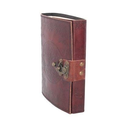 Lockable Tree Of Life Red Leather Journal 15 x 21cm