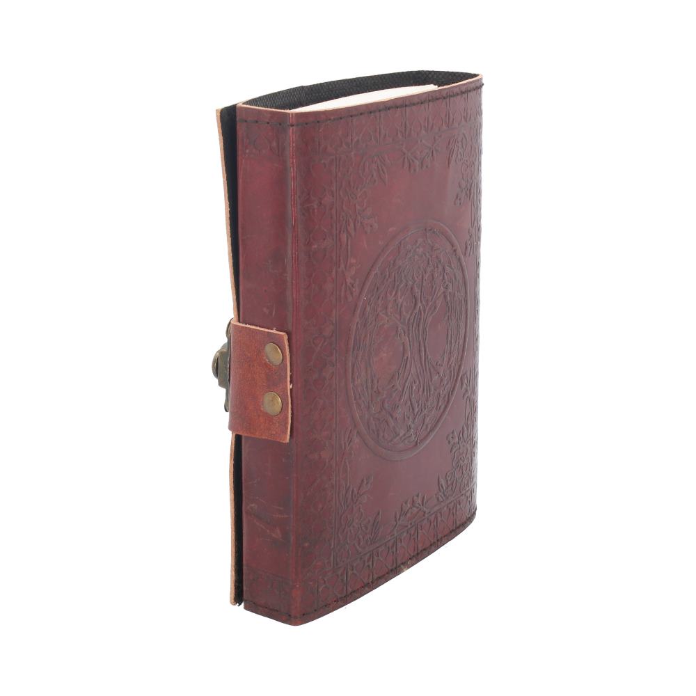 Lockable Tree Of Life Red Leather Journal 15 x 21cm