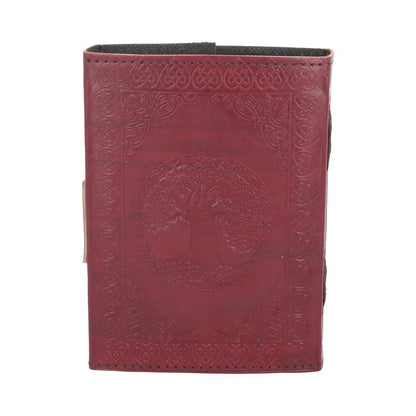 Lockable Tree Of Life Red Leather Journal 13 x 18cm
