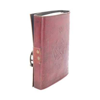 Lockable Pentagram Red Leather Journal 15 x 21cm