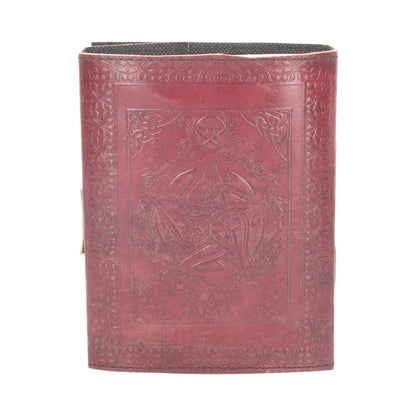 Lockable Pentagram Red Leather Journal 15 x 21cm