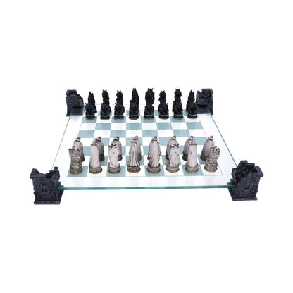 Raised Fantasy Vampire & Werewolf Chess Set With Corner Towers 43cm