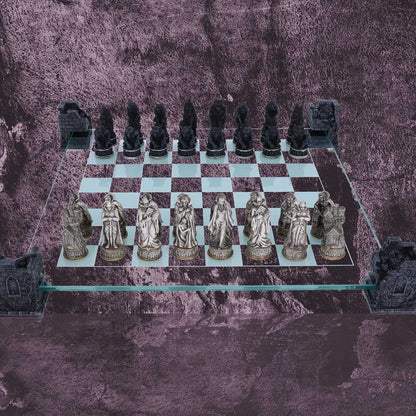 Raised Fantasy Vampire & Werewolf Chess Set With Corner Towers 43cm