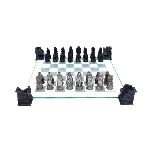 Raised Fantasy Vampire & Werewolf Chess Set With Corner Towers 43cm