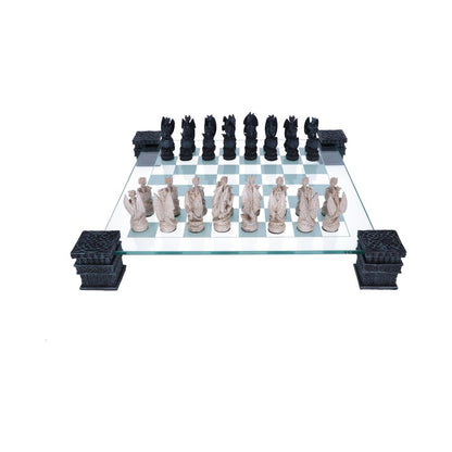 Raised Fantasy Dragon Chess Set With Corner Towers 43cm
