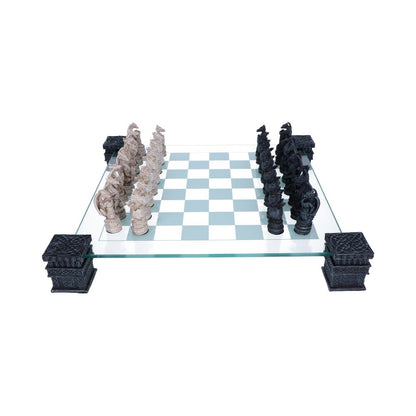 Raised Fantasy Dragon Chess Set With Corner Towers 43cm
