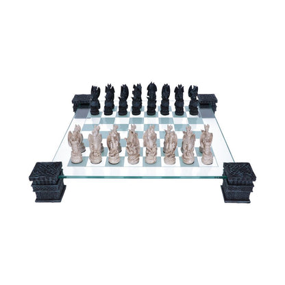 Raised Fantasy Dragon Chess Set With Corner Towers 43cm