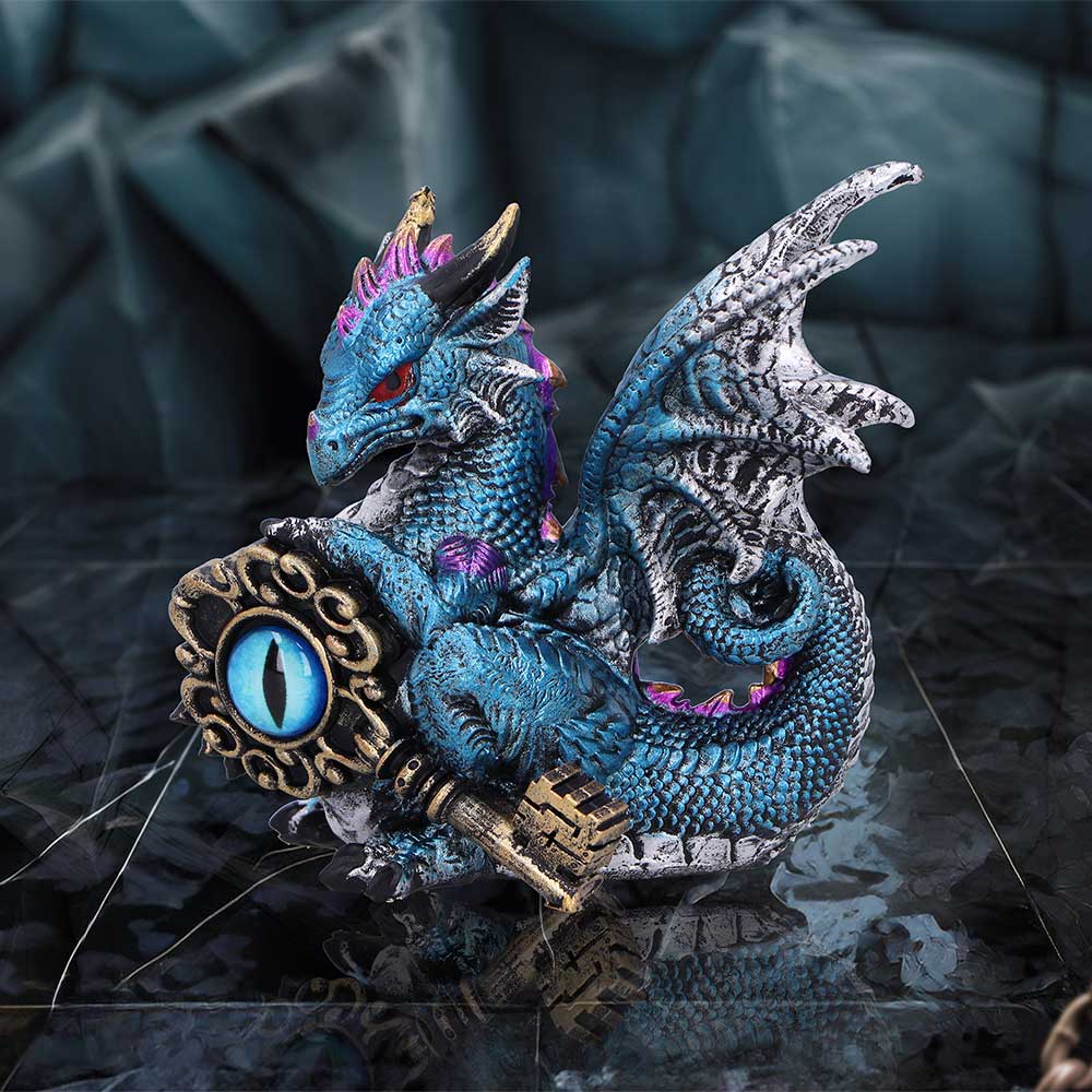 Keeper of the Key (Blue)  A Majestic Dragon Figurine